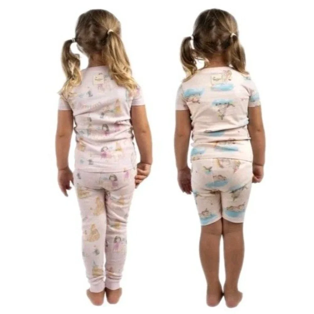 Burt's Bees 4pc Pajama Set 100% Organic Cotton Unicorn Tea Party Pink Girls 2T